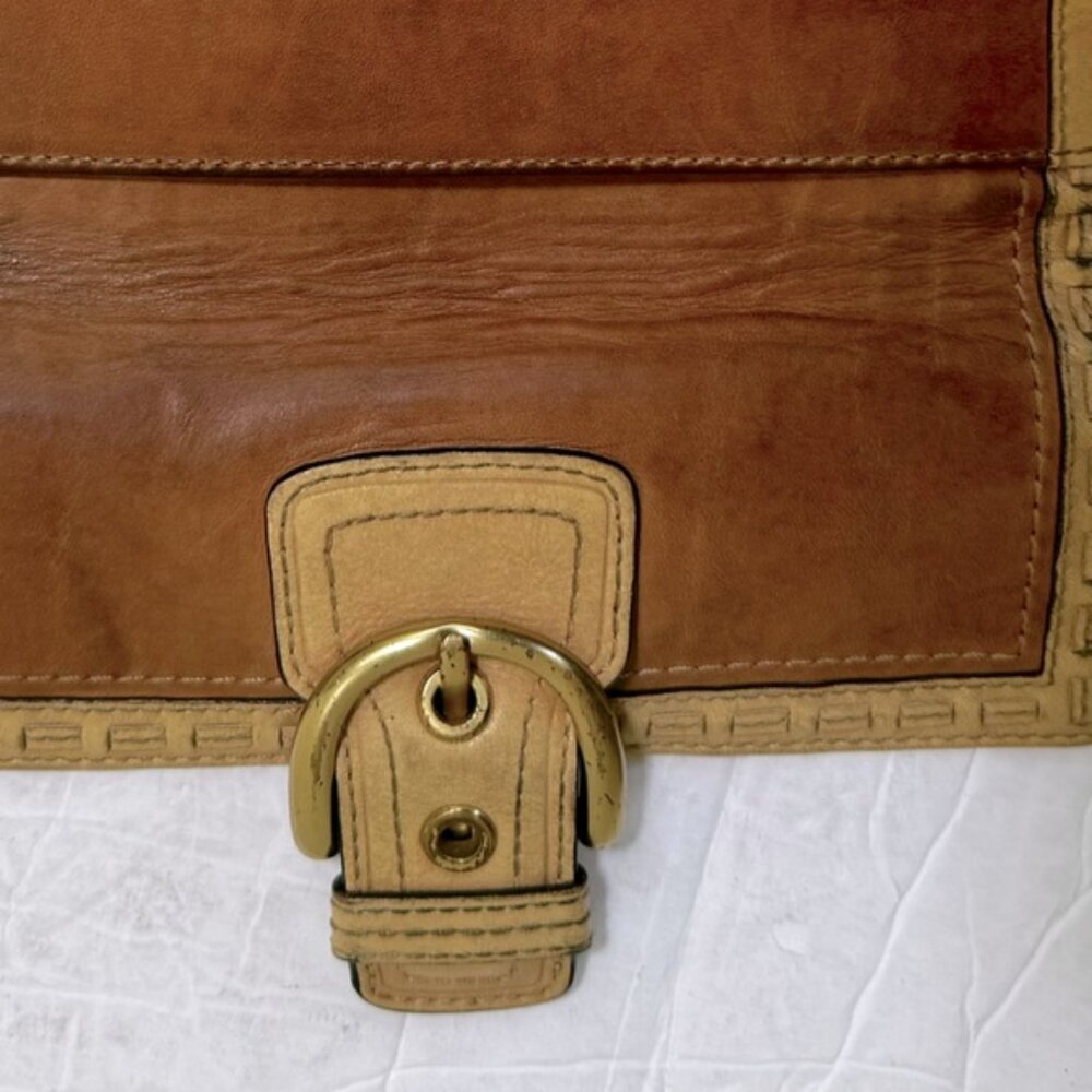 Coach Vintage Soho Leather Wallet Topstitch Neutral Buckle Logo Clutch Organizer - Picture 5 of 16